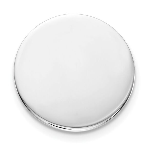 Rhodium Plated Sterling Silver Polished Round Lapel or Tie Pin 13mm